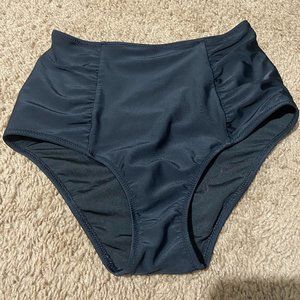 Aerie Black High-Waisted Full Coverage Bikini Bottom (Small)